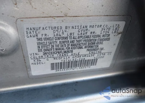 2015 Nissan Versa Note Sv z USA, uszkodzony, nr VIN 3N1CE2CP6FL382570